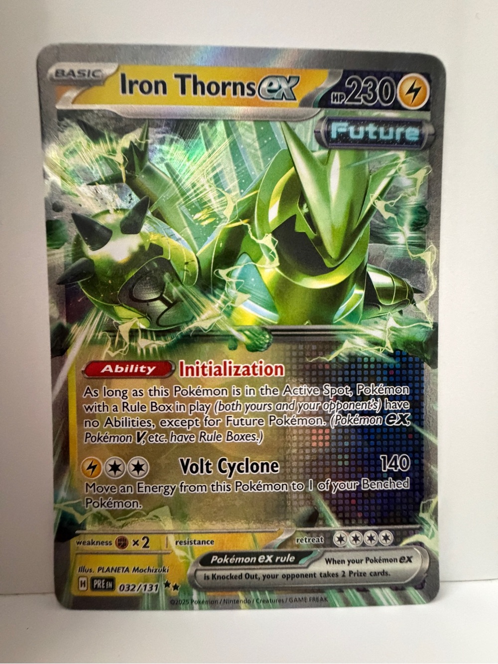 Pokemon Iron Thorns EX Card - Green, Yellow, Silver Holo